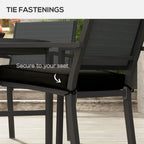4 Piece Outdoor Seat Cushions with Ties, Water Repellent Chairs Seat Pads, Black