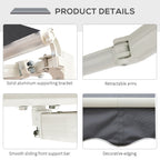 2.5 x 2m Manual Retractable Awning Canopy with Winding Handle for Garden, Patio, Grey