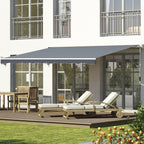 2.5 x 2m Manual Retractable Awning Canopy with Winding Handle for Garden, Patio, Grey