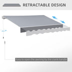 2.5 x 2m Manual Retractable Awning Canopy with Winding Handle for Garden, Patio, Grey