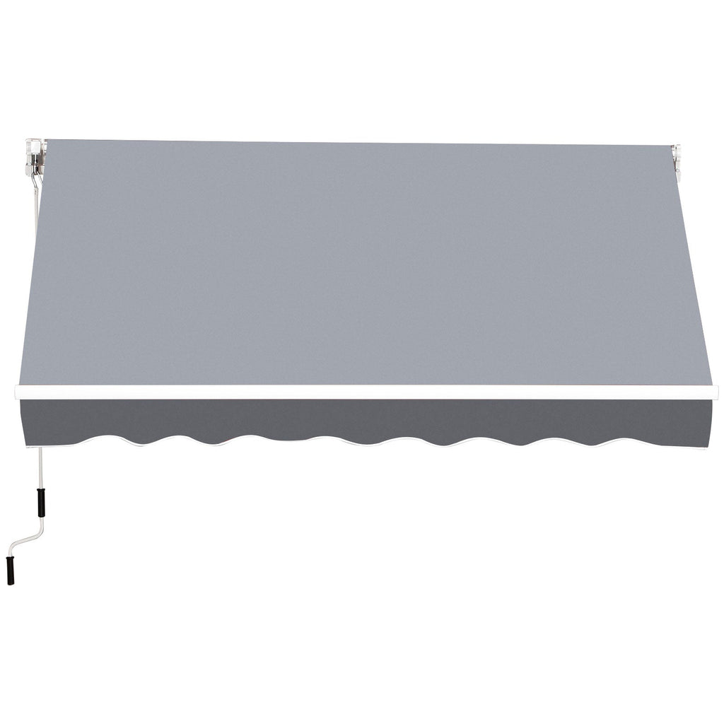 2.5 x 2m Manual Retractable Awning Canopy with Winding Handle for Garden, Patio, Grey