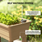 41L Self-Watering Raised Garden Bed with Lid and Shelf, Brown