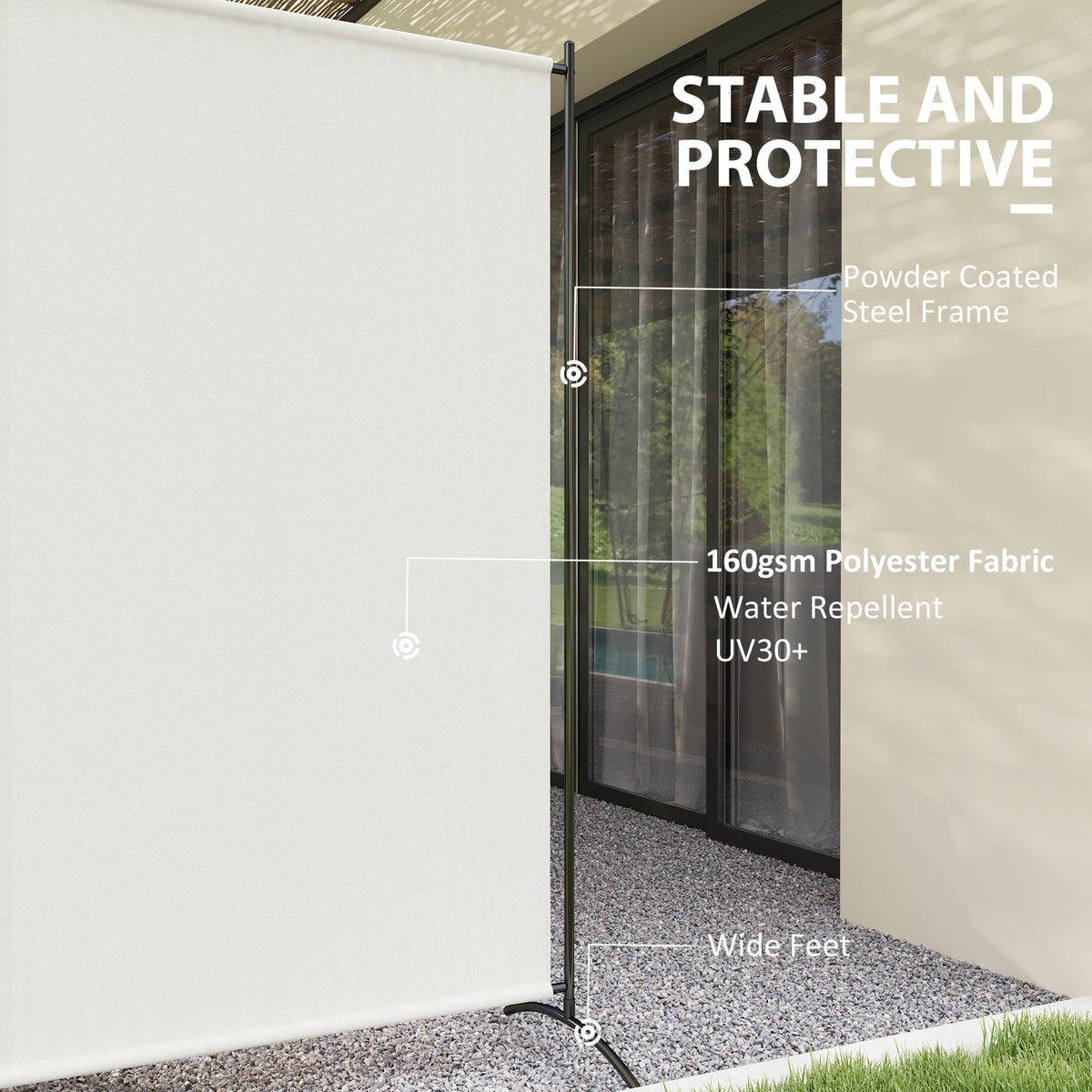 5.9FT Tall Single-Panel Outdoor Privacy Screen with UPF30+ Protection, Beige